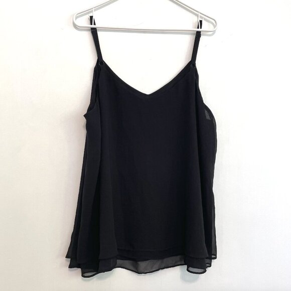 TORRID 2 Plus Size Sophie Chiffon Double Layer Cami Black Sleeveless Tank Blouse - Picture 12 of 16